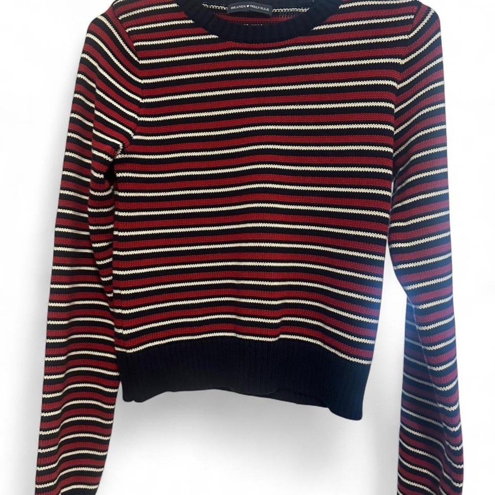 Brandy Melville Red and Black Striped Sweater